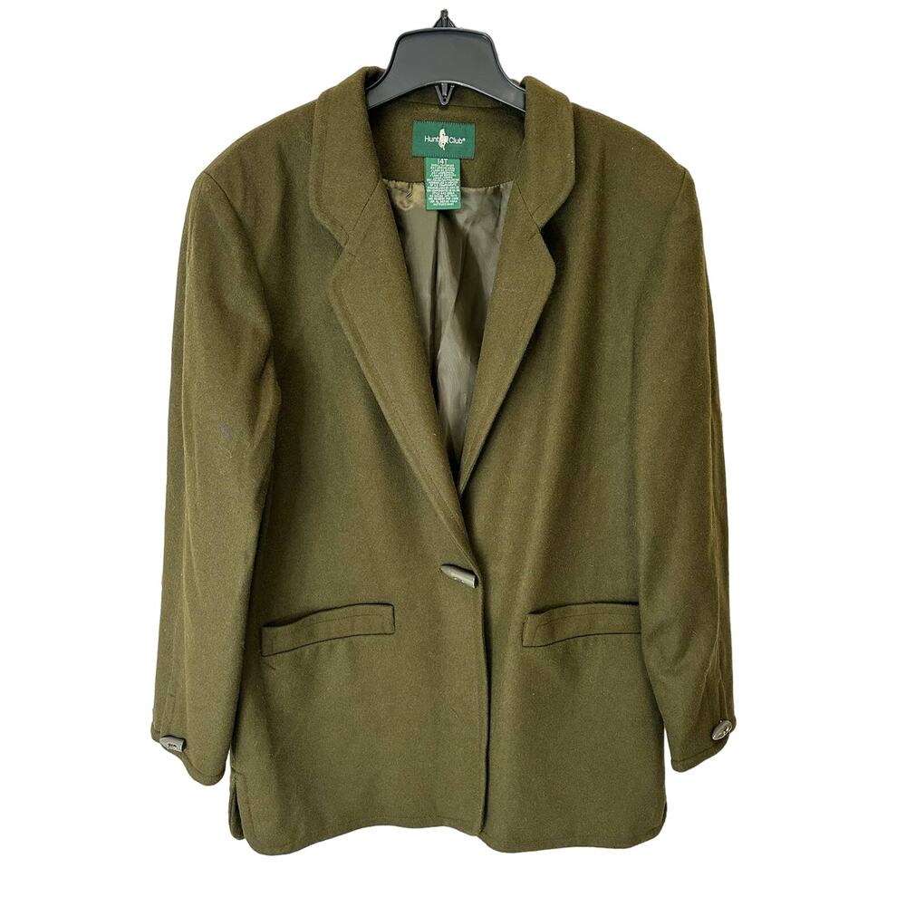 Hunt Club Wool Blend Sport Coat Dark Olive Men's 14T